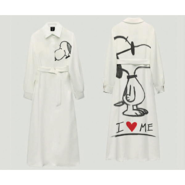 VESTIDO POPELIN BLANCO SNOOPY, "DON´T WASTE YOUR TIME"