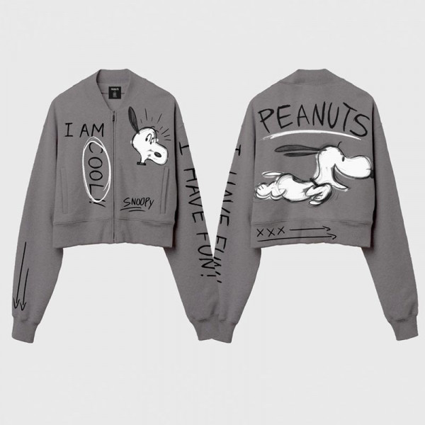 BOMBER GRIS PIEDRA SNOOPY, "I AM COOL"